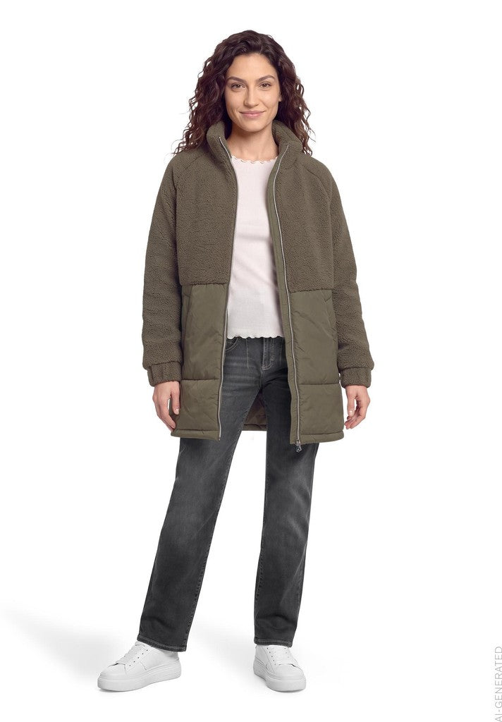 Cartoon Jacke Watte Kuscheljacke Braun – Ansicht 3