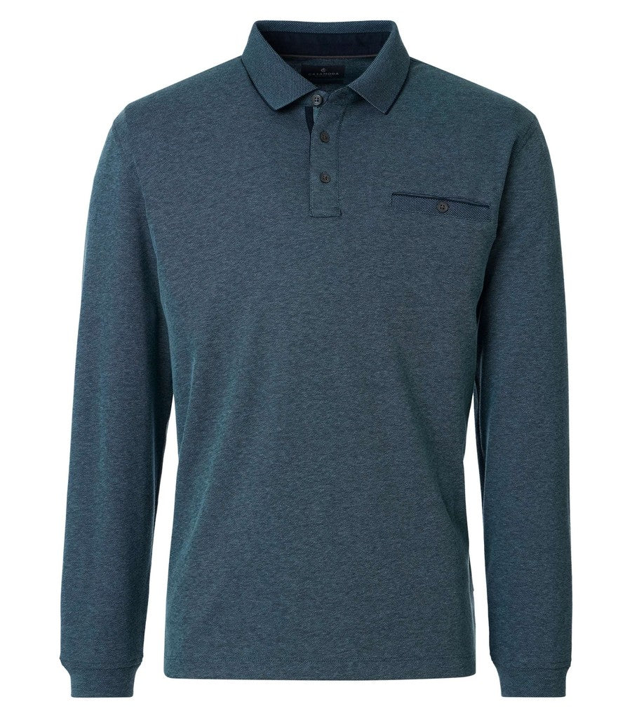 CASA MODA Poloshirt Polo Langarm Snos Petrol