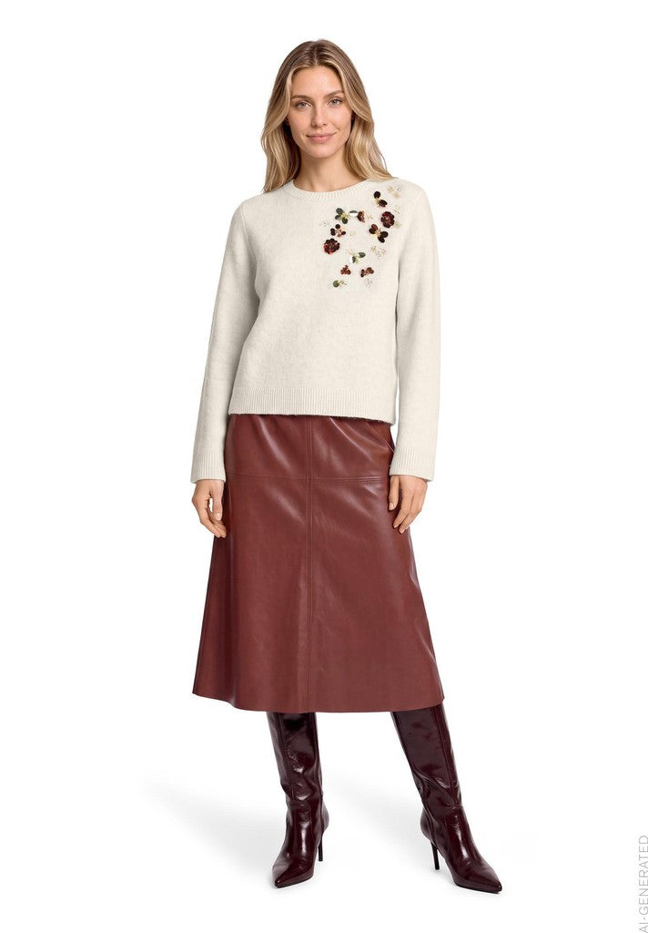 Betty & Co Strickpullover Kurzarm Beige Creme – Ansicht 2