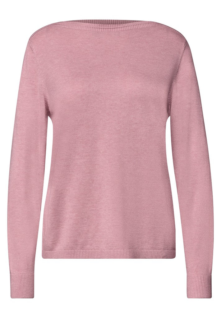 Street One Strickpullover mit U-Boot-Ausschnitt Vintage Blush Mel Rosa – Ansicht 2