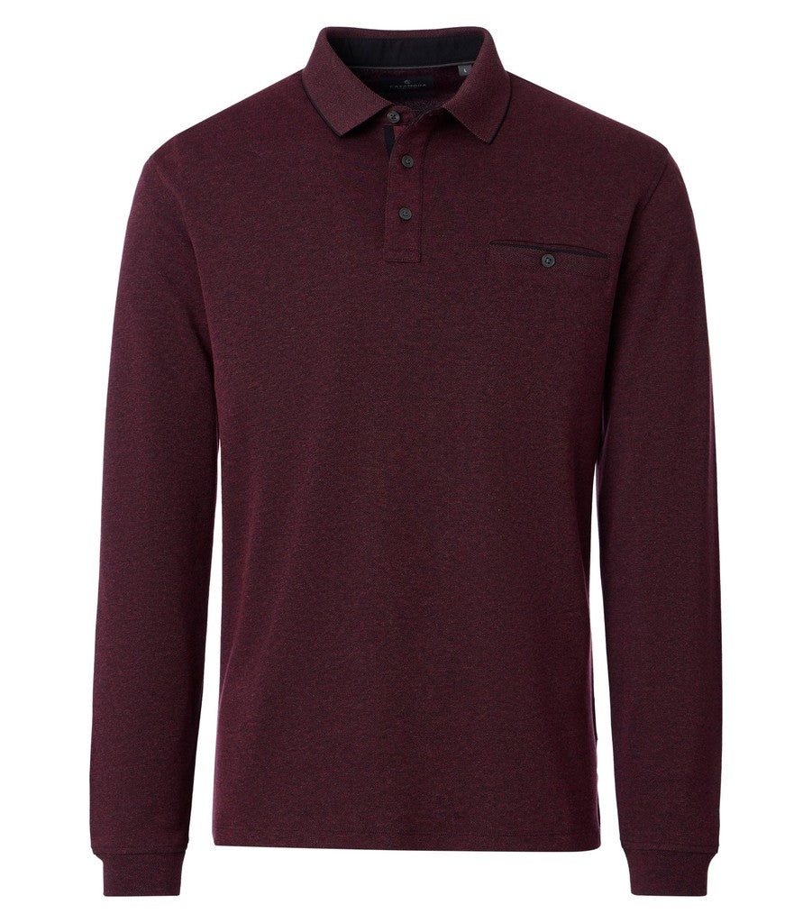 CASA MODA Poloshirt Polo Langarm Snos Rot