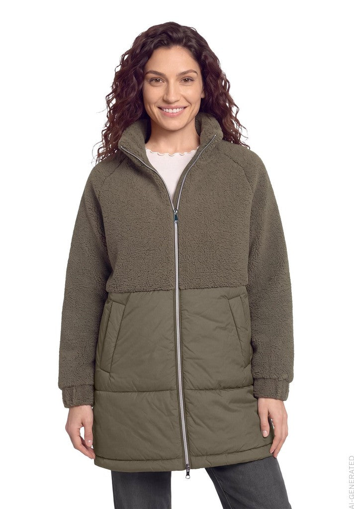 Cartoon Jacke Watte Kuscheljacke Braun – Ansicht 2