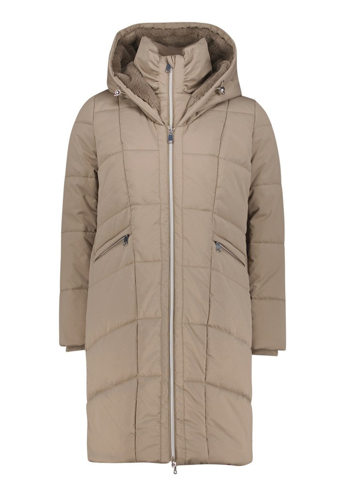 Cartoon Jacke Watte Steppmantel Braun – Ansicht 2