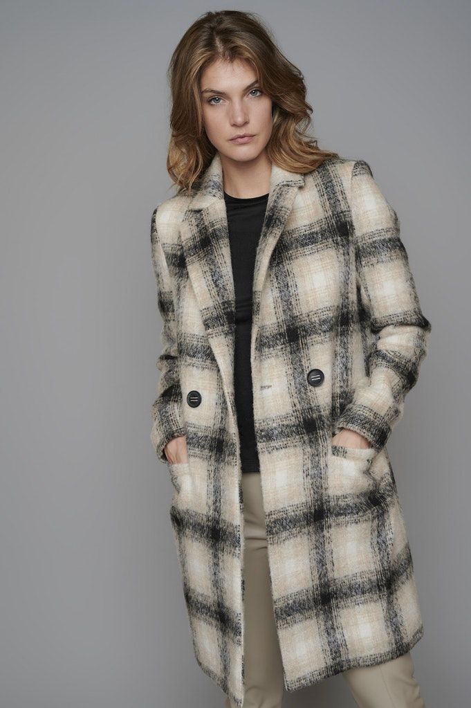 Double breasted wool blend coat