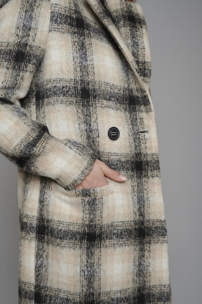 Double breasted wool blend coat