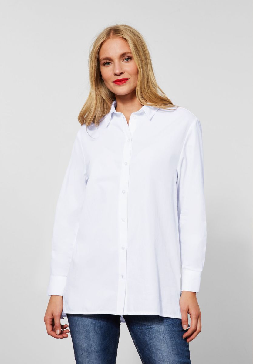 Longbluse in Unifarbe