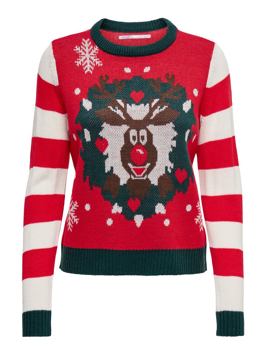 ONLXMAS DECO STRIPE L/S PULLOVER BOX KNT