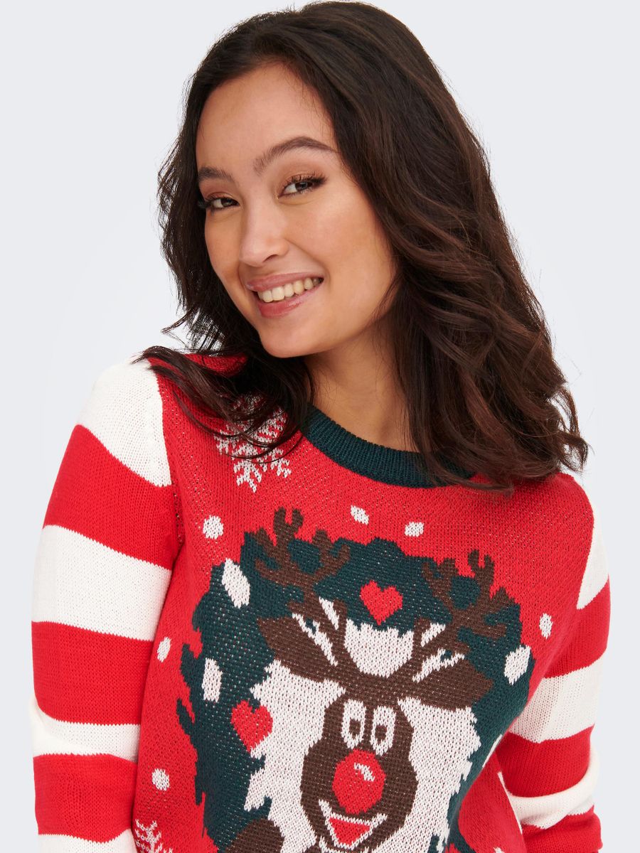 ONLXMAS DECO STRIPE L/S PULLOVER BOX KNT