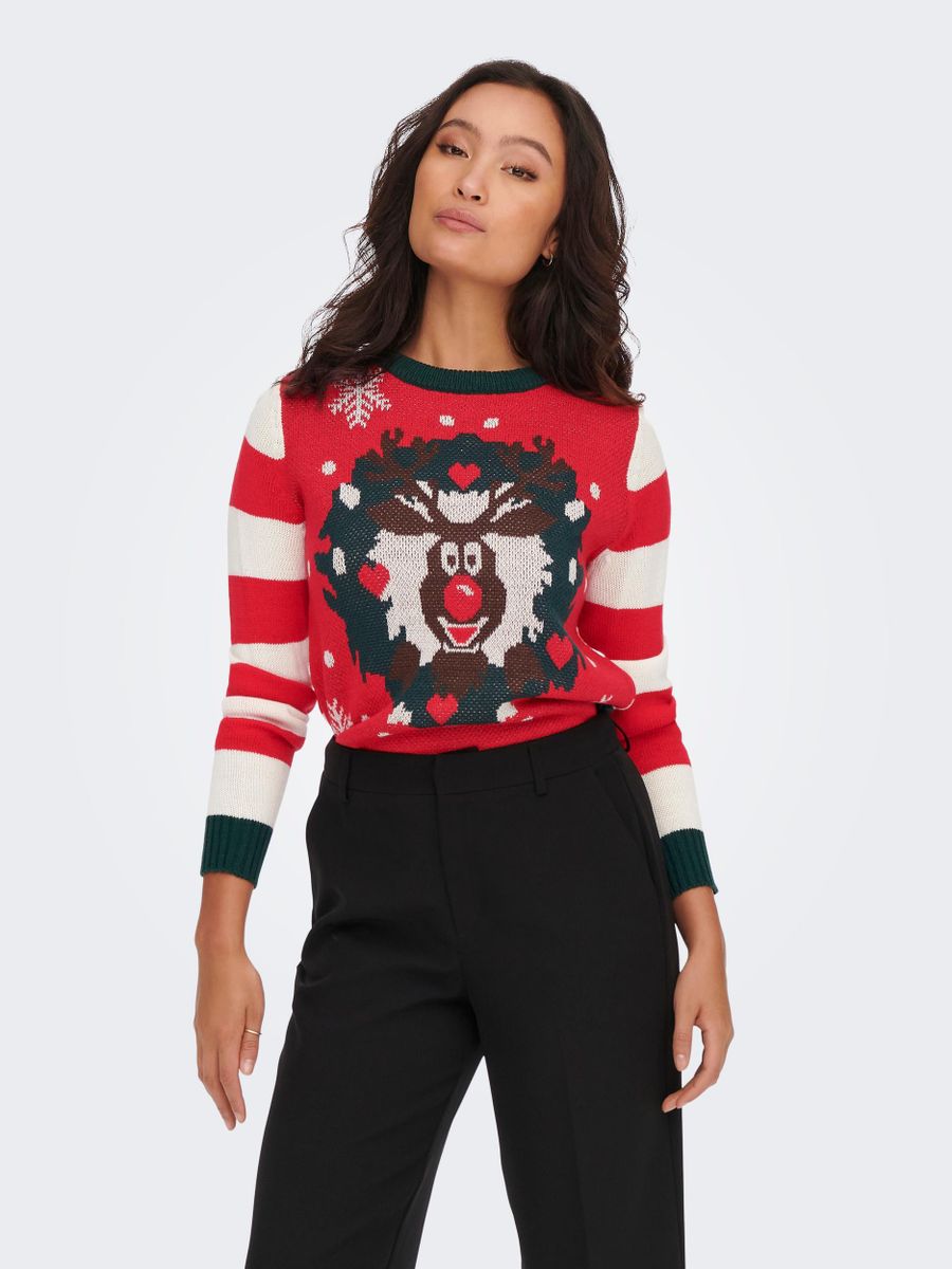 ONLXMAS DECO STRIPE L/S PULLOVER BOX KNT