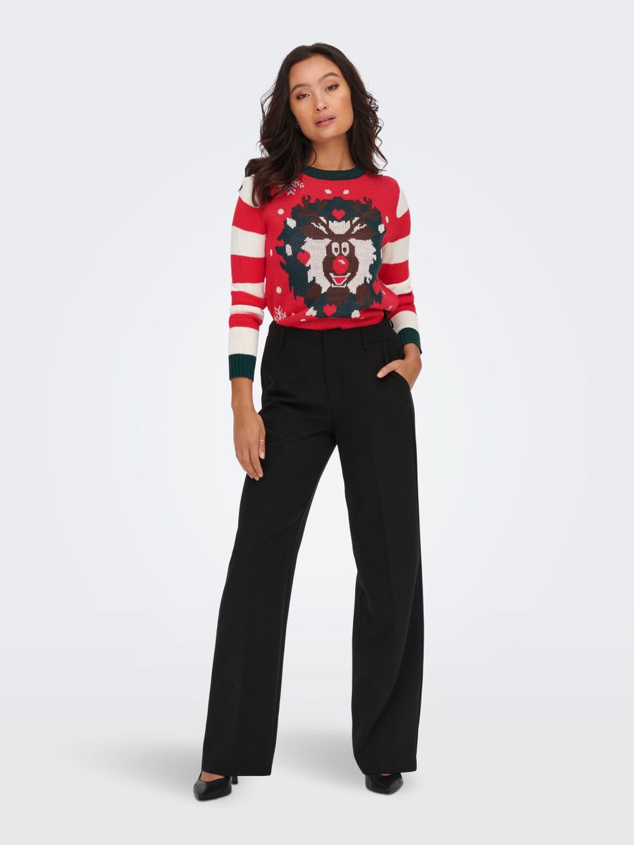 ONLXMAS DECO STRIPE L/S PULLOVER BOX KNT