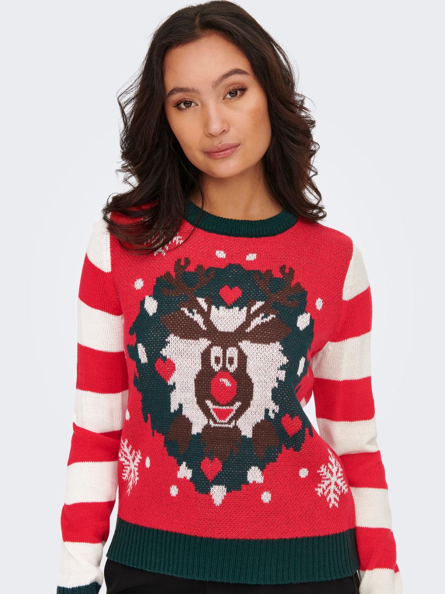 ONLXMAS DECO STRIPE L/S PULLOVER BOX KNT