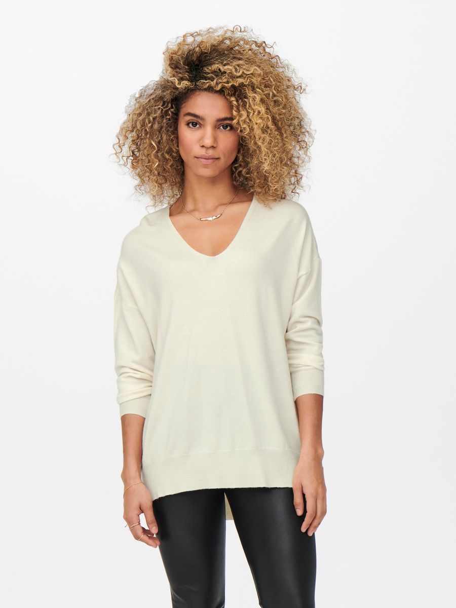 ONLLELY L/S LOOSE V-NECK PULL KNT NOOS
