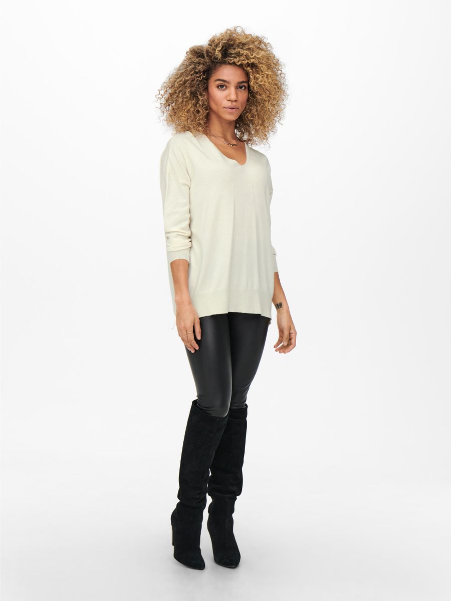 ONLLELY L/S LOOSE V-NECK PULL KNT NOOS