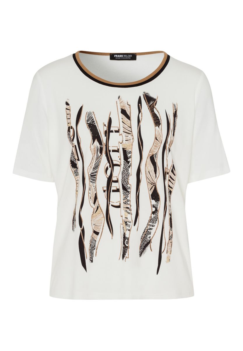 Shirt WALKING ON SUNSHINE mit feminin gestaltetem Rundhals