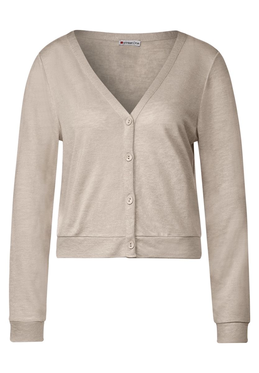 Kurze Leinenlook Strickjacke