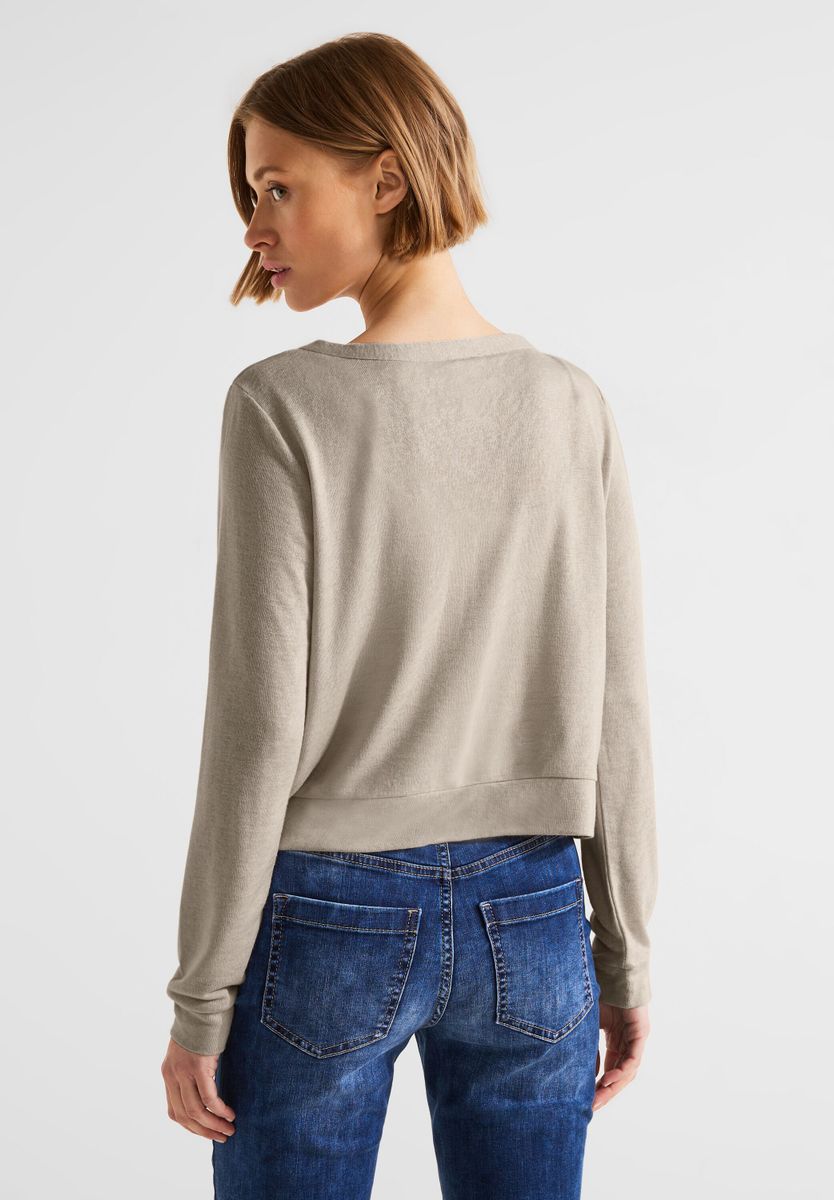 Kurze Leinenlook Strickjacke