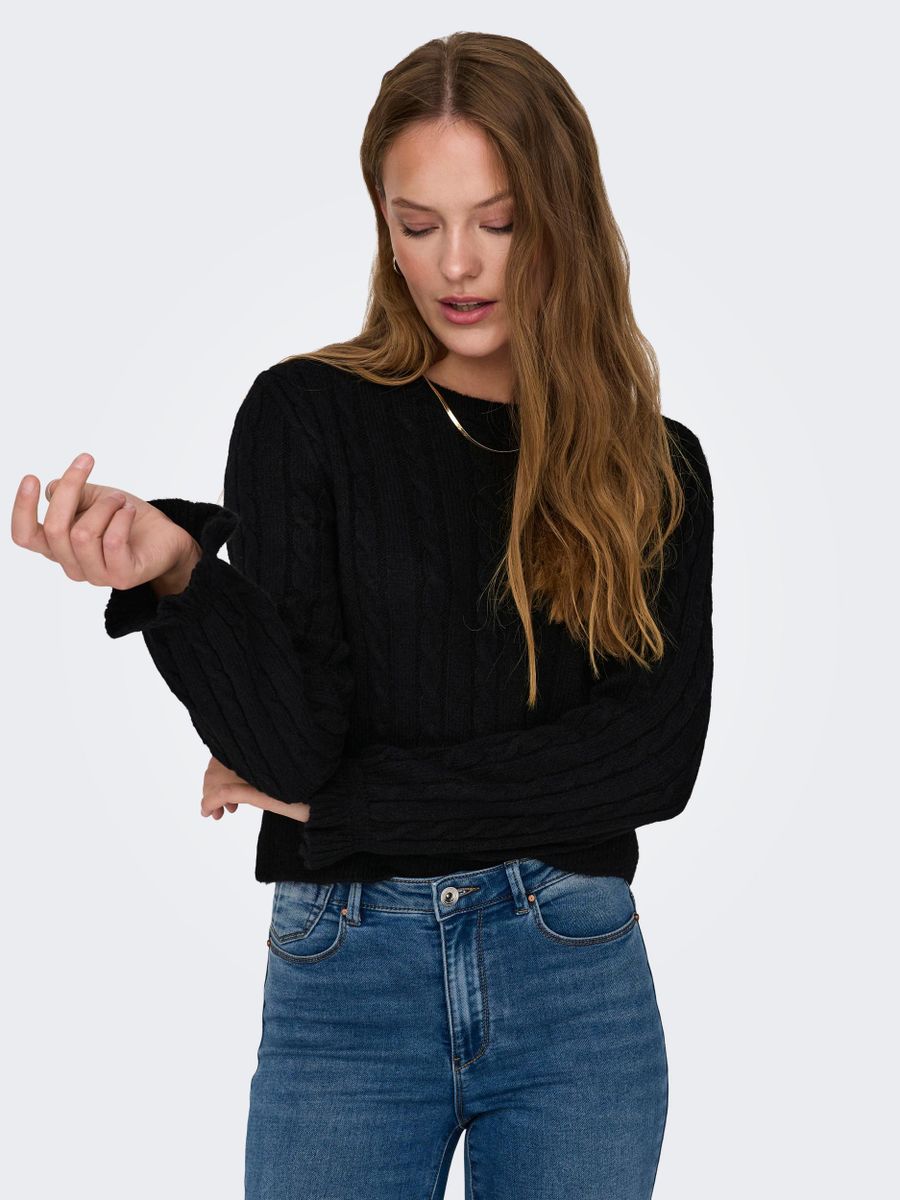 ONLTIA LS CABLE O-NECK BF KNT
