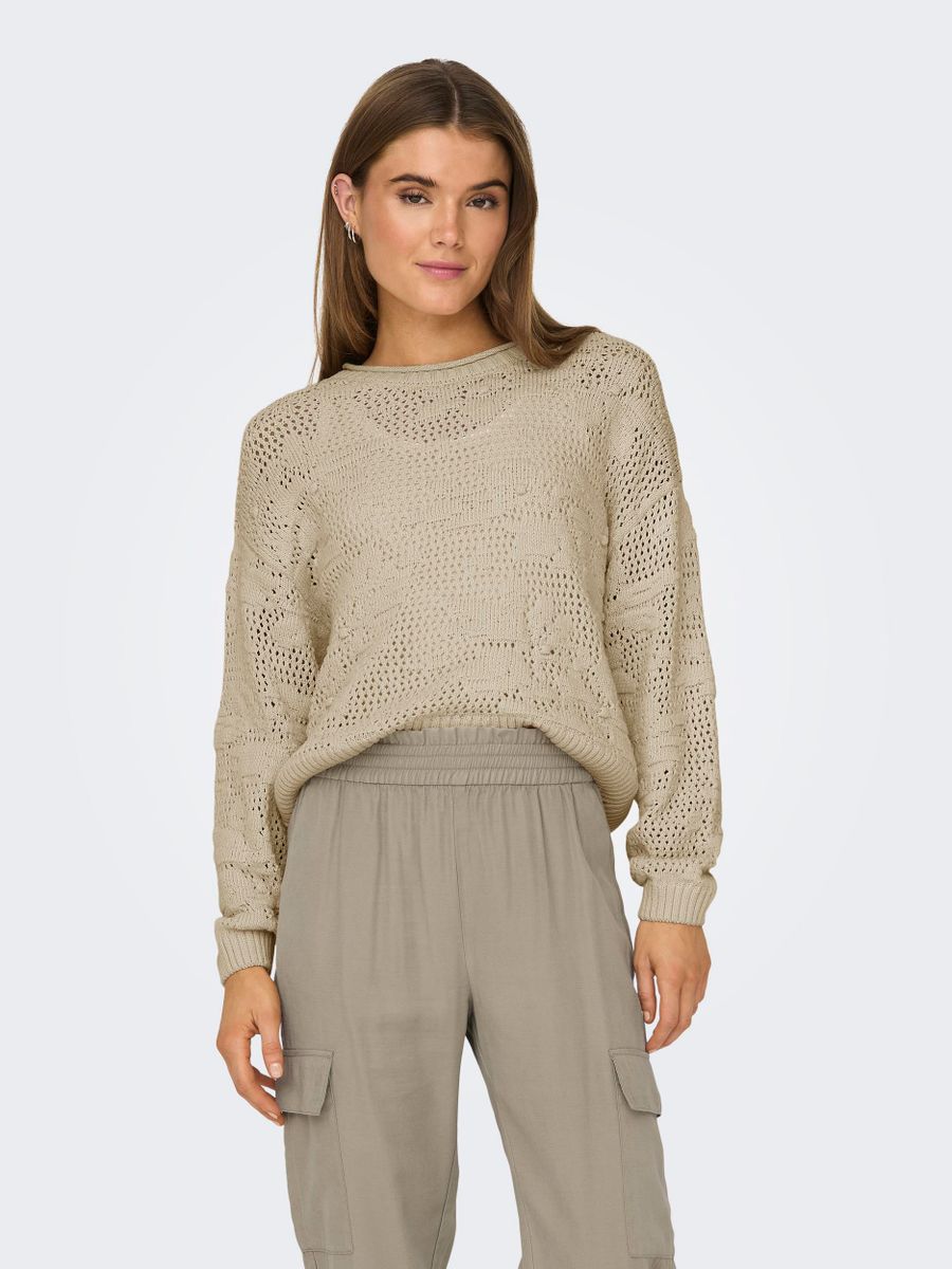 ONLCILLE LIFE LS STRUCTURE O-NECK CC KNT