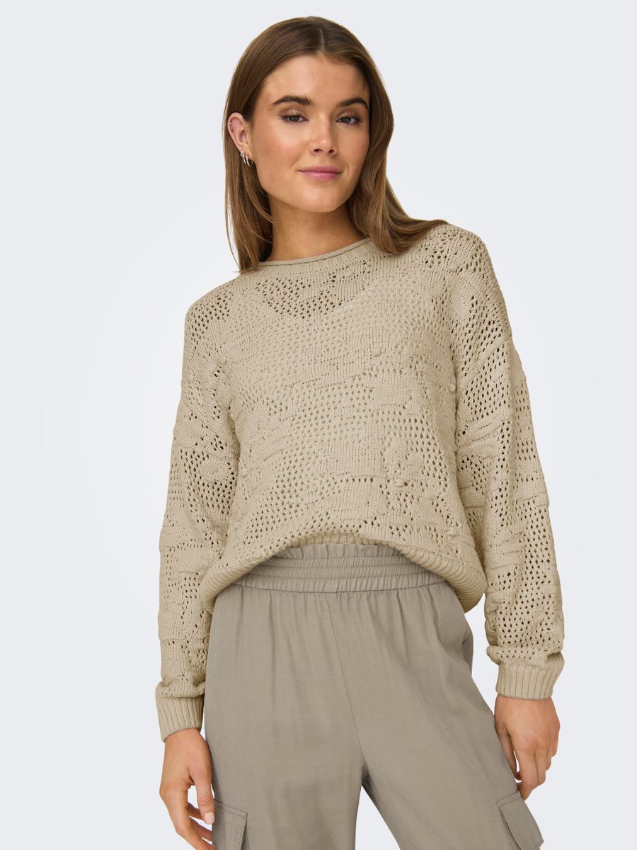 ONLCILLE LIFE LS STRUCTURE O-NECK CC KNT