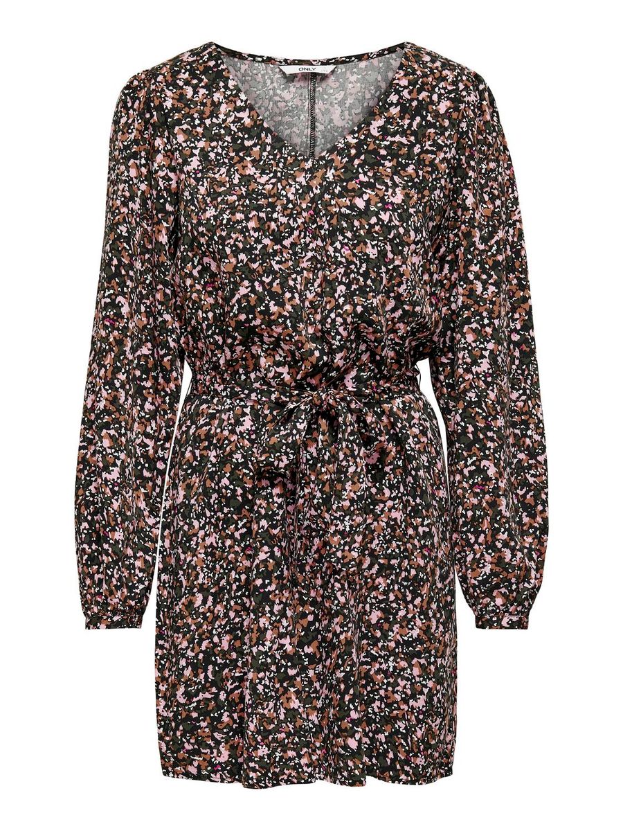 ONLALMA LIFE VIS L/S ALLY DRESS AOP WVN