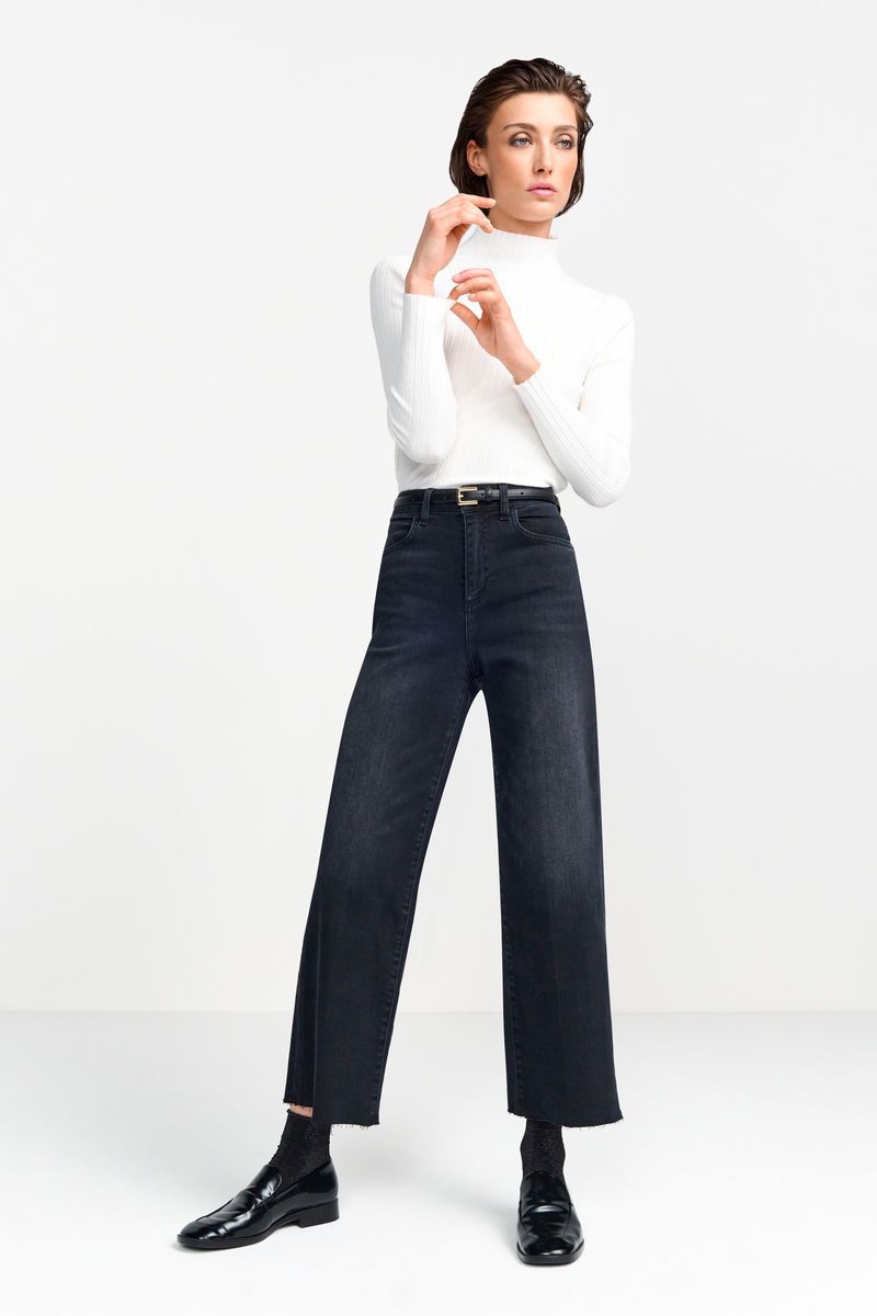 Turtle neck rib knit