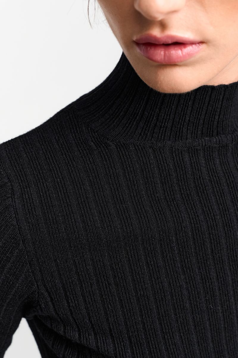Turtle neck rib knit