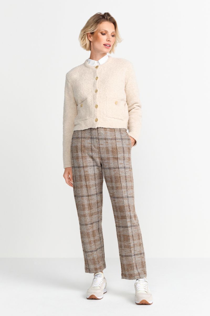 Crew neck cardigan bouclé