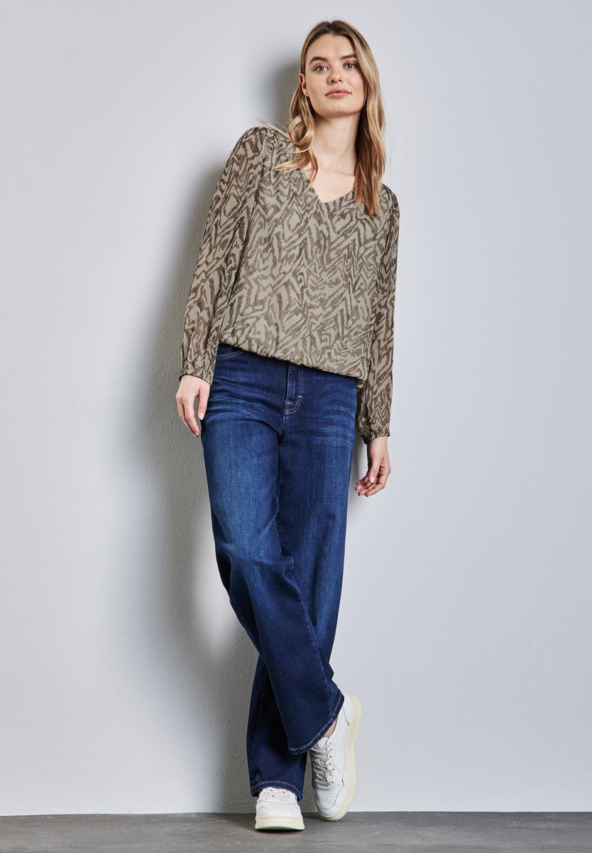 Chiffon-Bluse mit Raffung