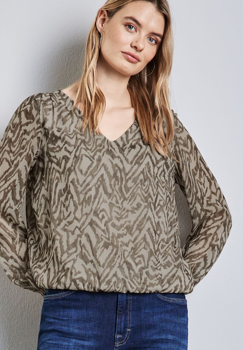 Chiffon-Bluse mit Raffung