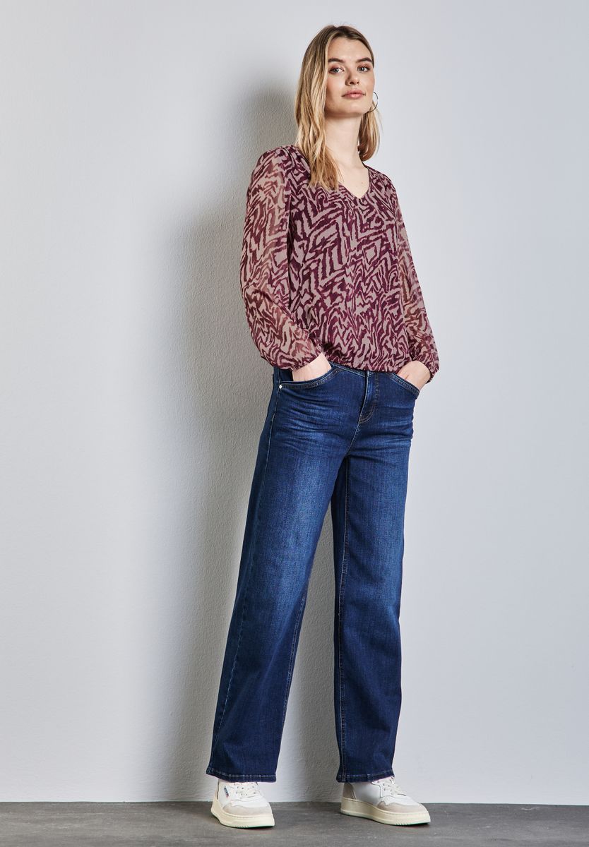 Chiffon-Bluse mit Raffung