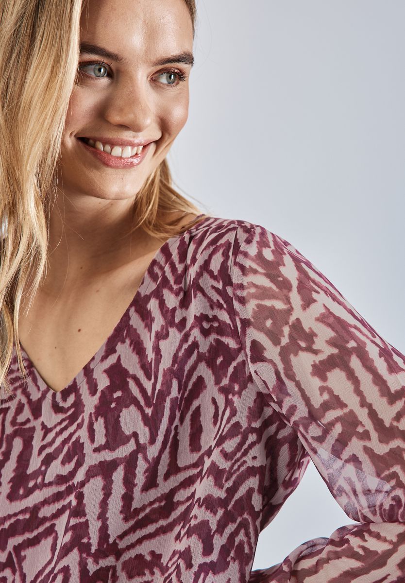 Chiffon-Bluse mit Raffung