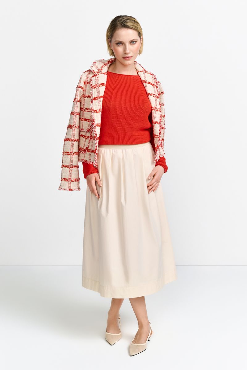 Seamless Crew Neck Half Cardigan Organic