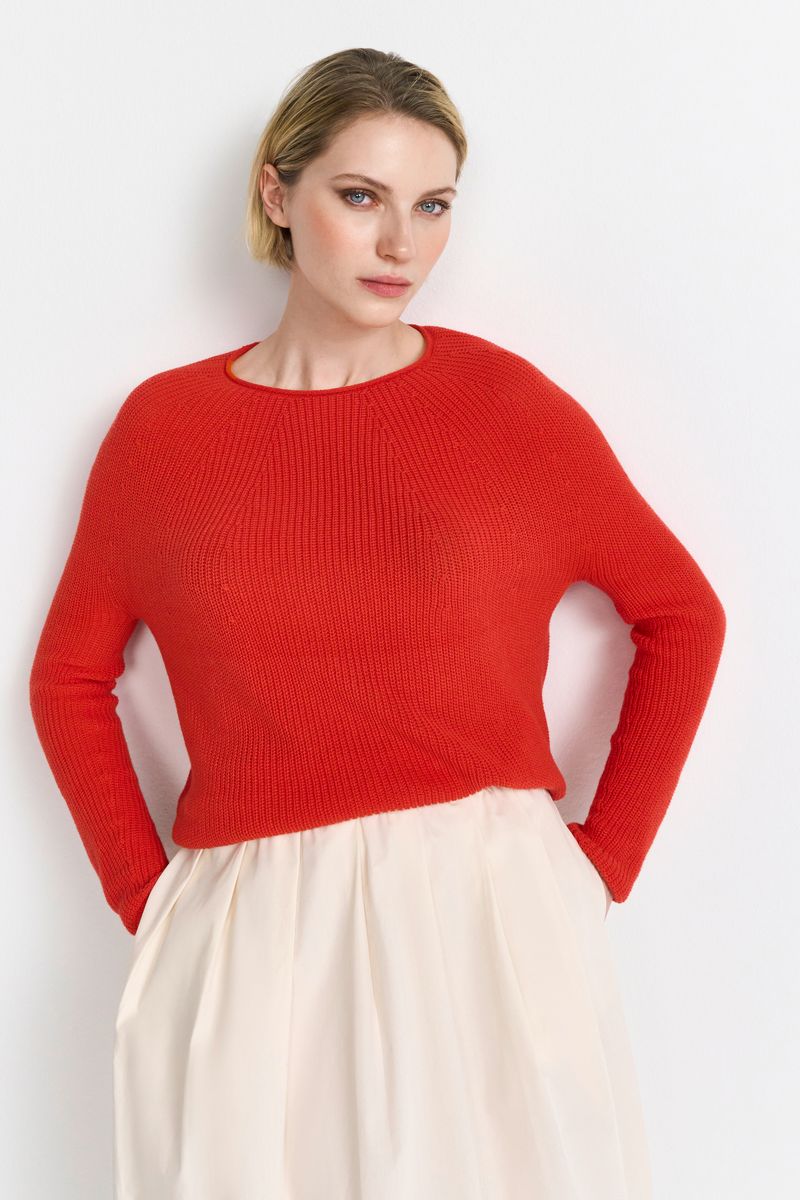 Seamless Crew Neck Half Cardigan Organic
