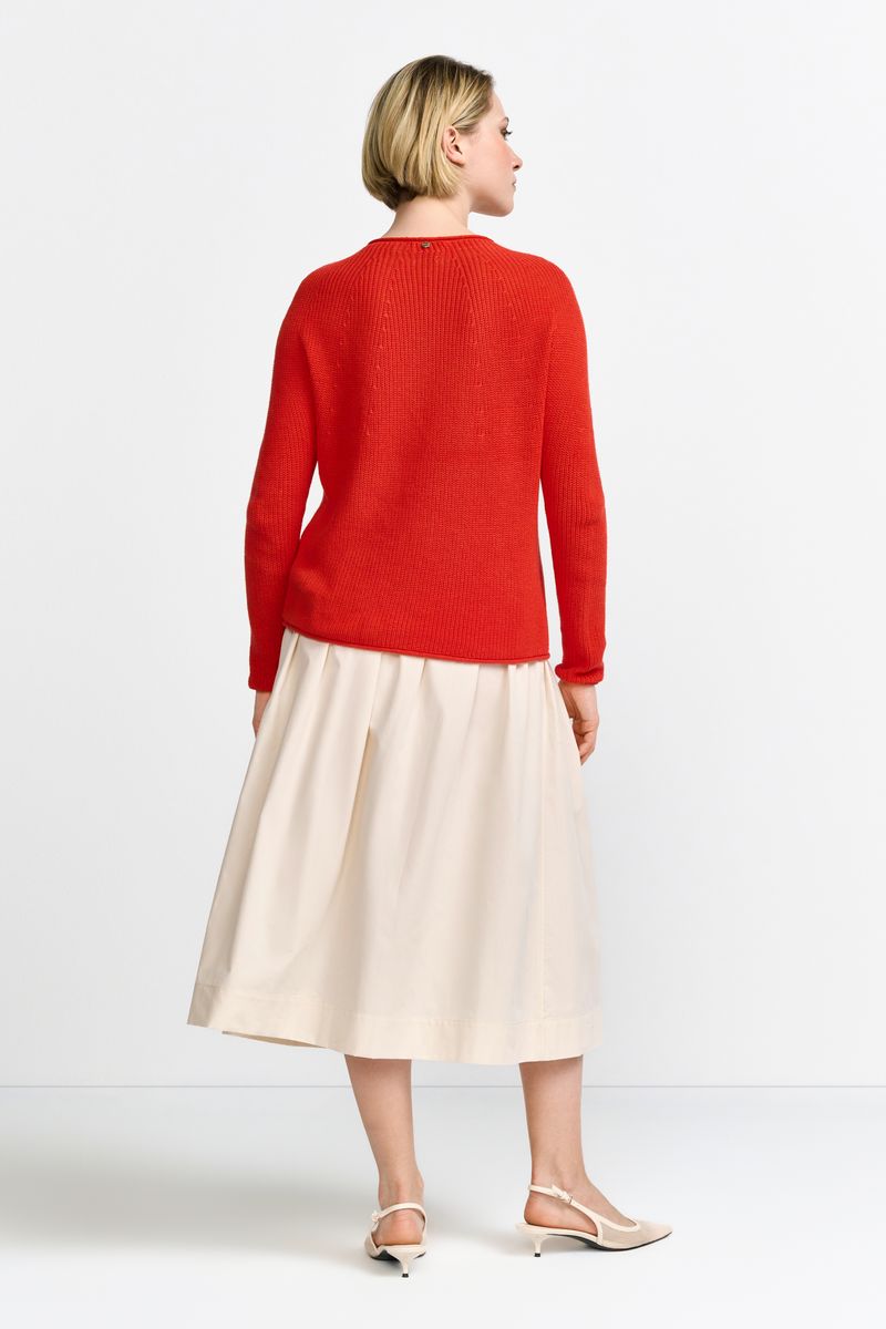 Seamless Crew Neck Half Cardigan Organic