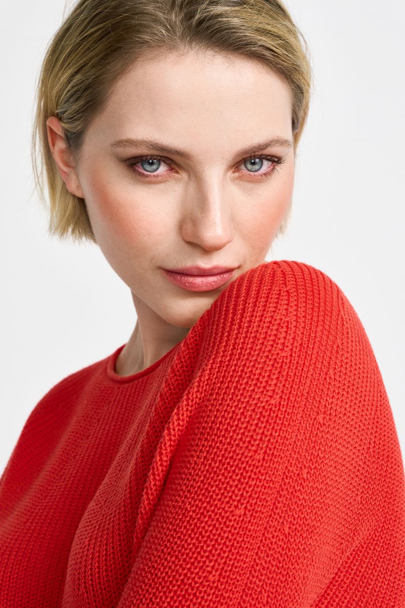 Seamless Crew Neck Half Cardigan Organic