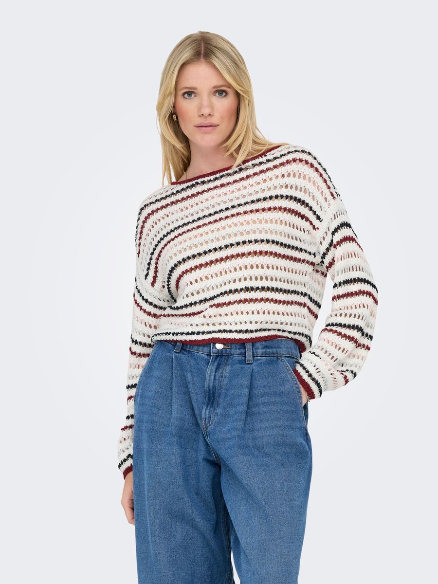 ONLGEENA LS SHORT STRIPE BOATNECK CC KNT