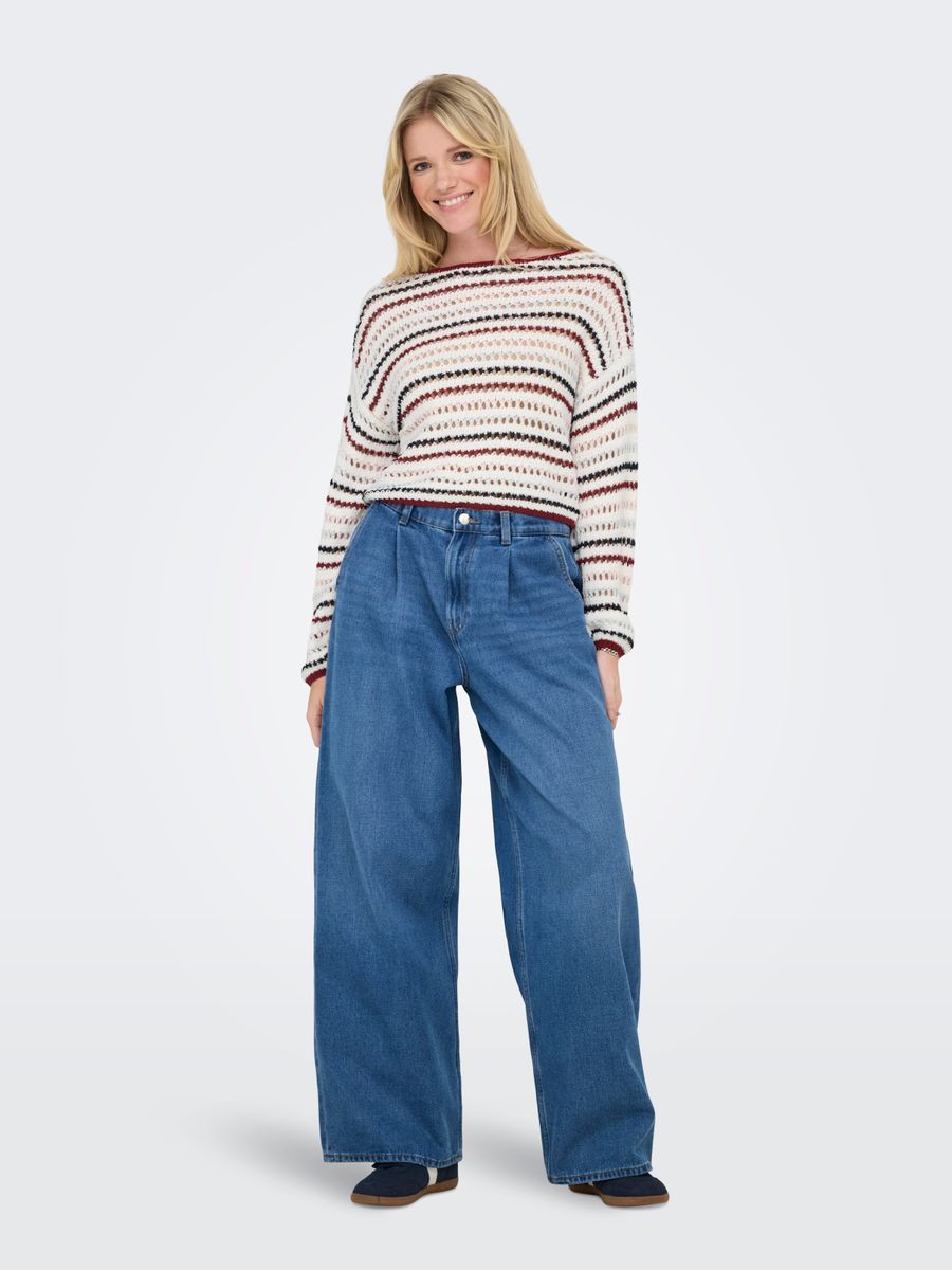 ONLGEENA LS SHORT STRIPE BOATNECK CC KNT