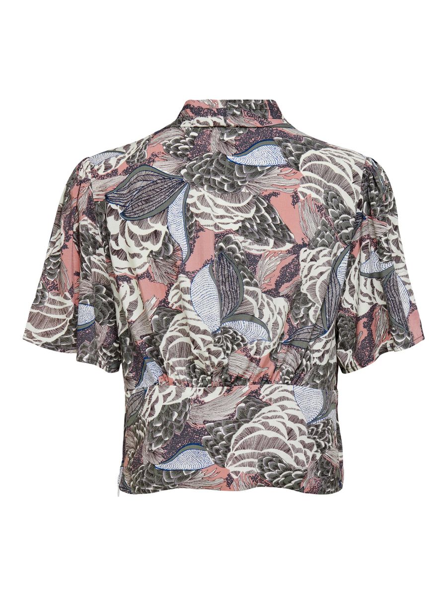 ONLGUSTA LIFE S/S CROPPED V-NECK TOP WVN