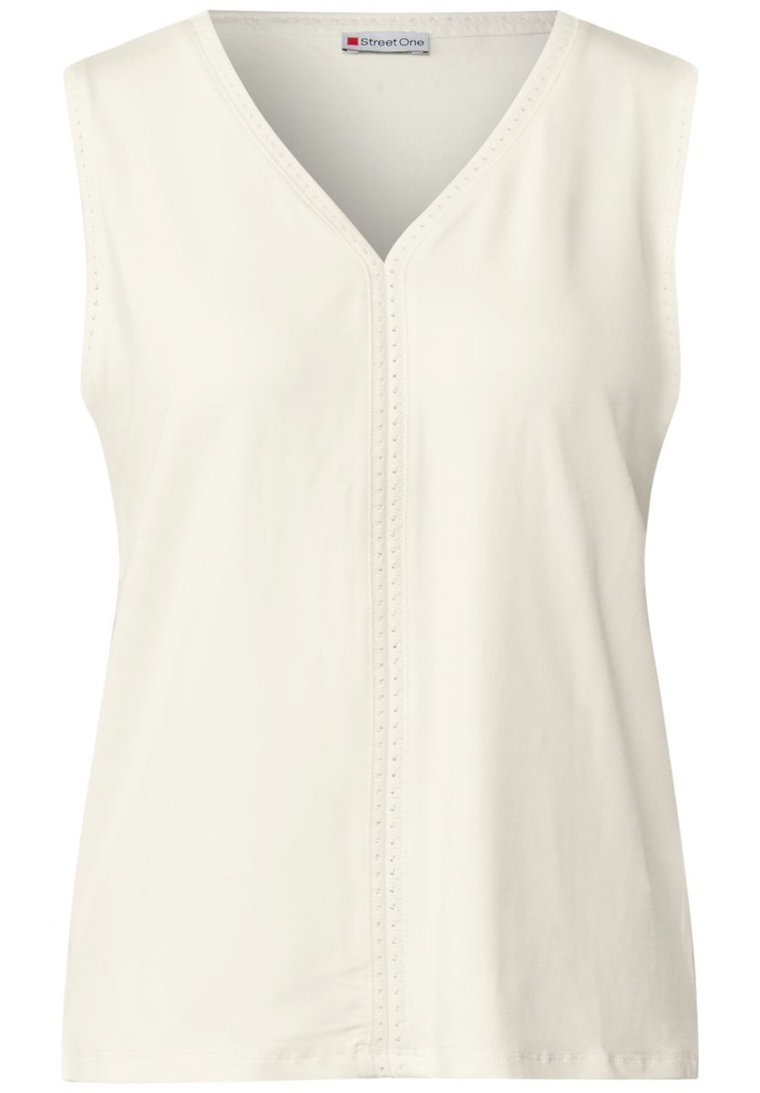 Jersey-Top mit Häkeldetails