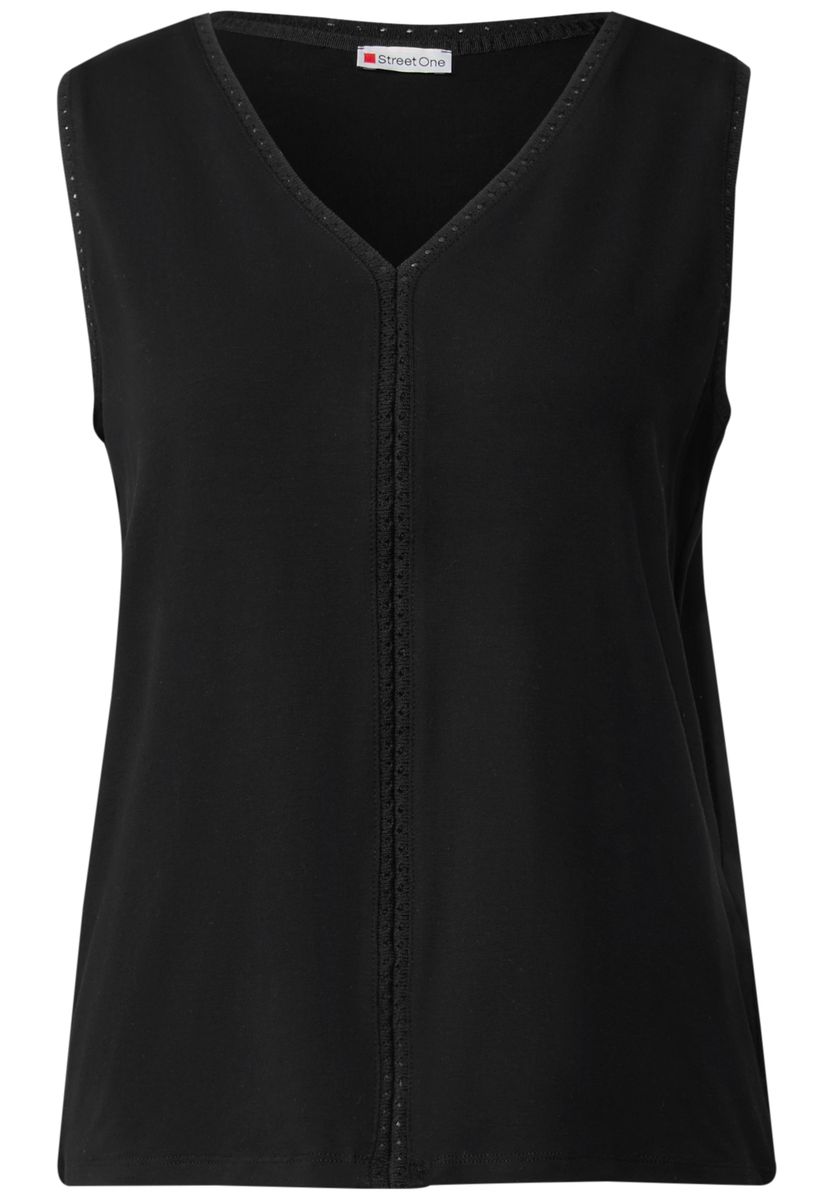 Jersey-Top mit Häkeldetails