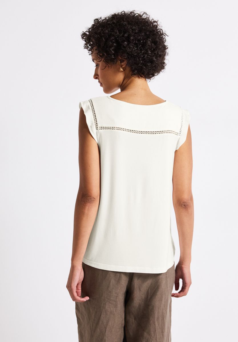 V-Neck Top mit Häkeldetails