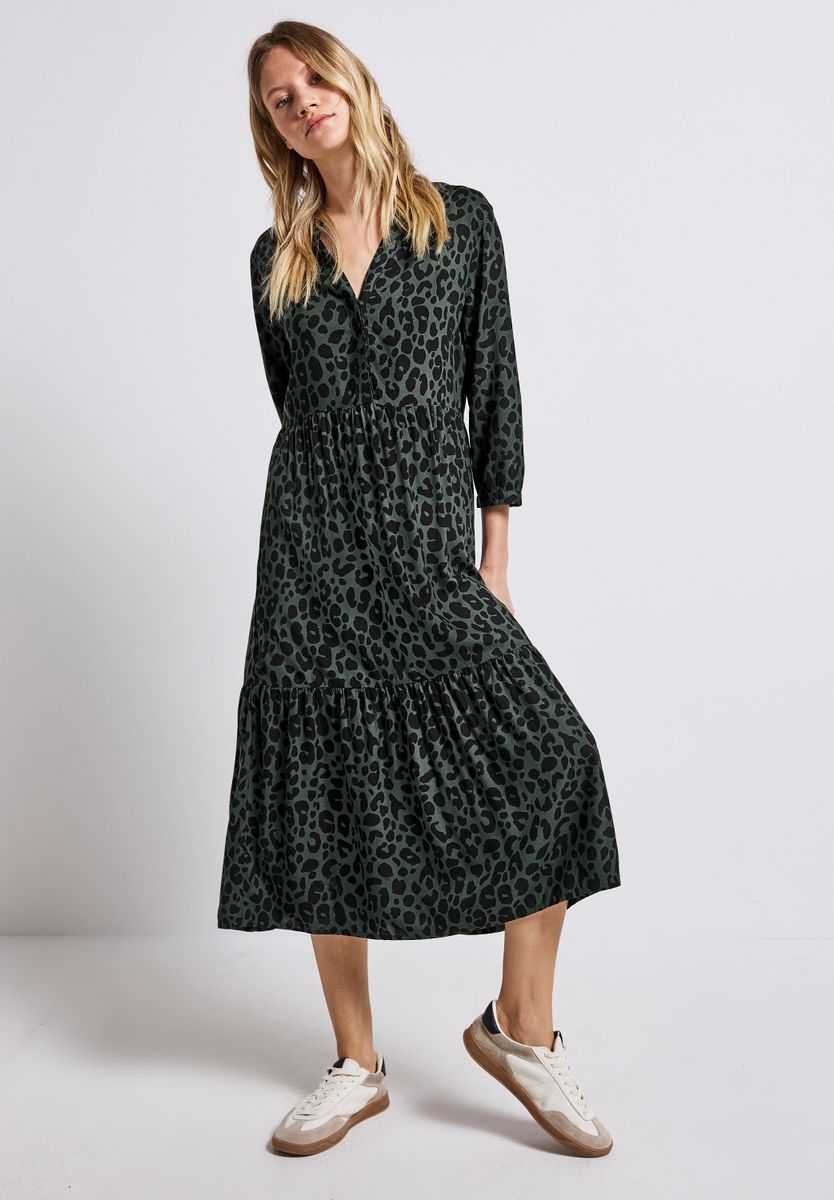 Gemustertes Volant-Kleid