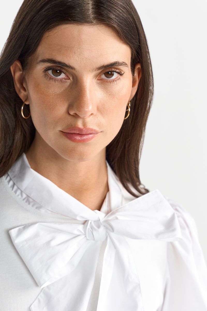 Mat Mix Blouse with Bow