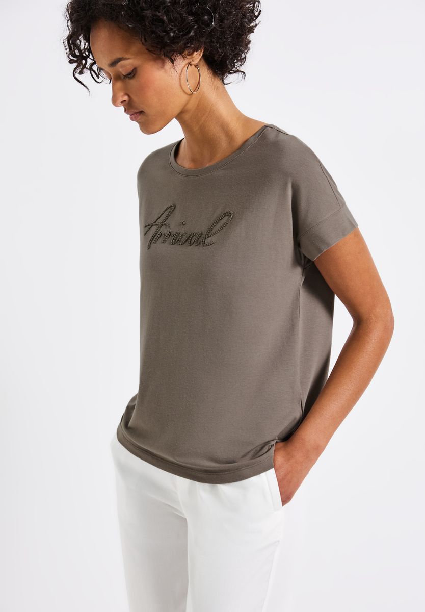Shirt mit Wording-Stickerei