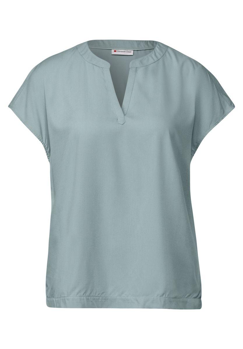 Split Neck Bluse in Unifarbe
