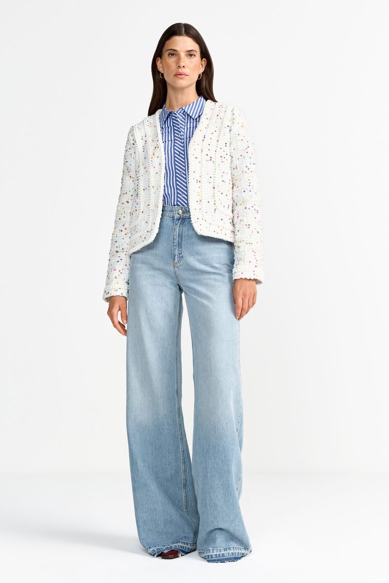 Short Boucle Jacket with Deco Tapes