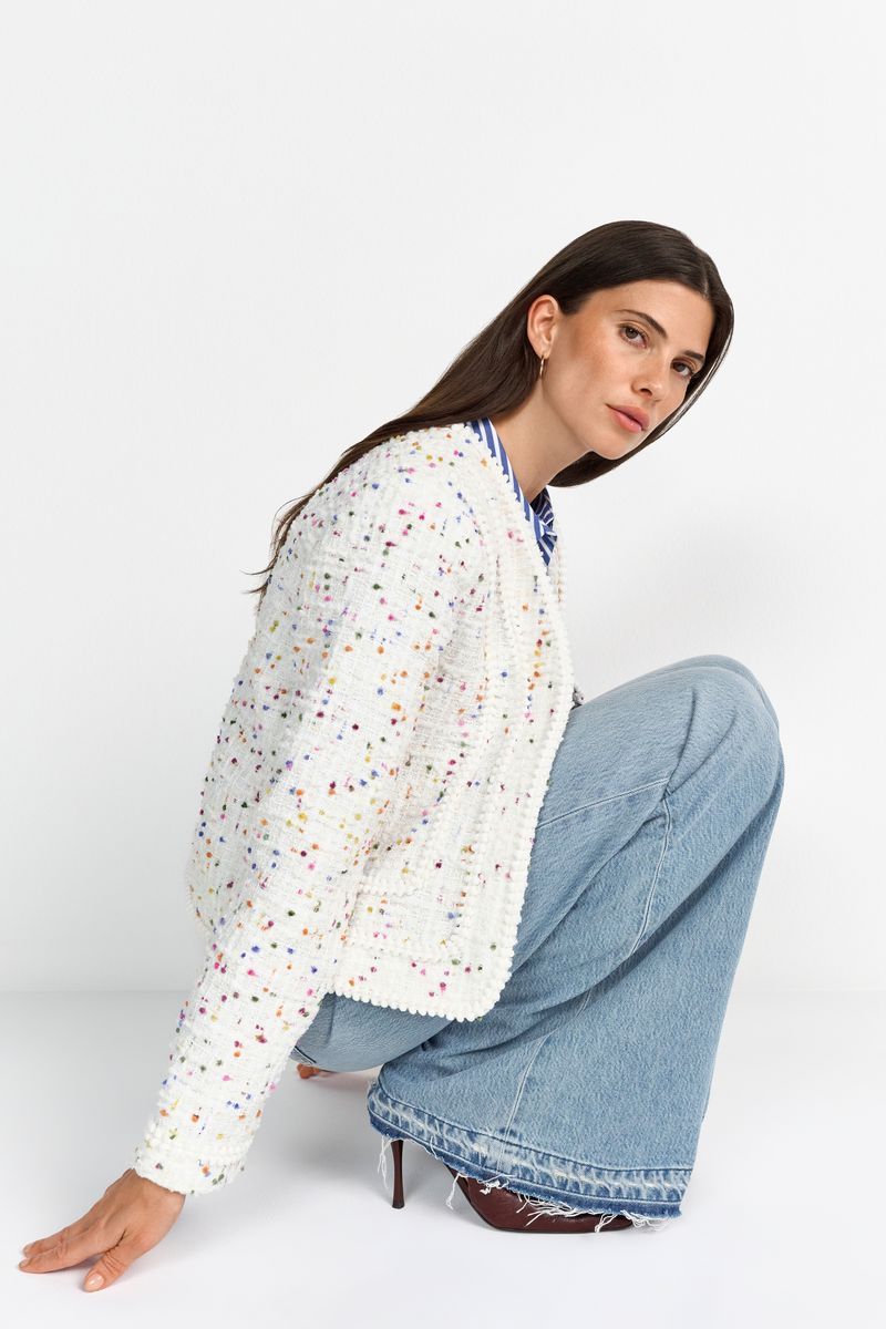 Short Boucle Jacket with Deco Tapes