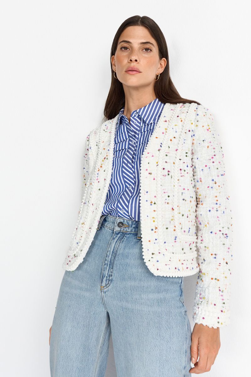 Short Boucle Jacket with Deco Tapes