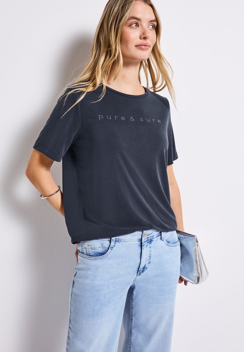 Silk-Look Shirt mit Wording