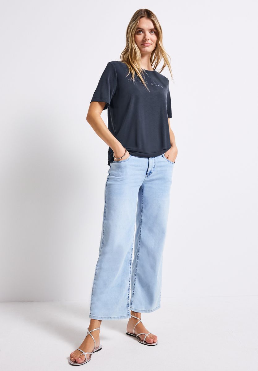 Silk-Look Shirt mit Wording